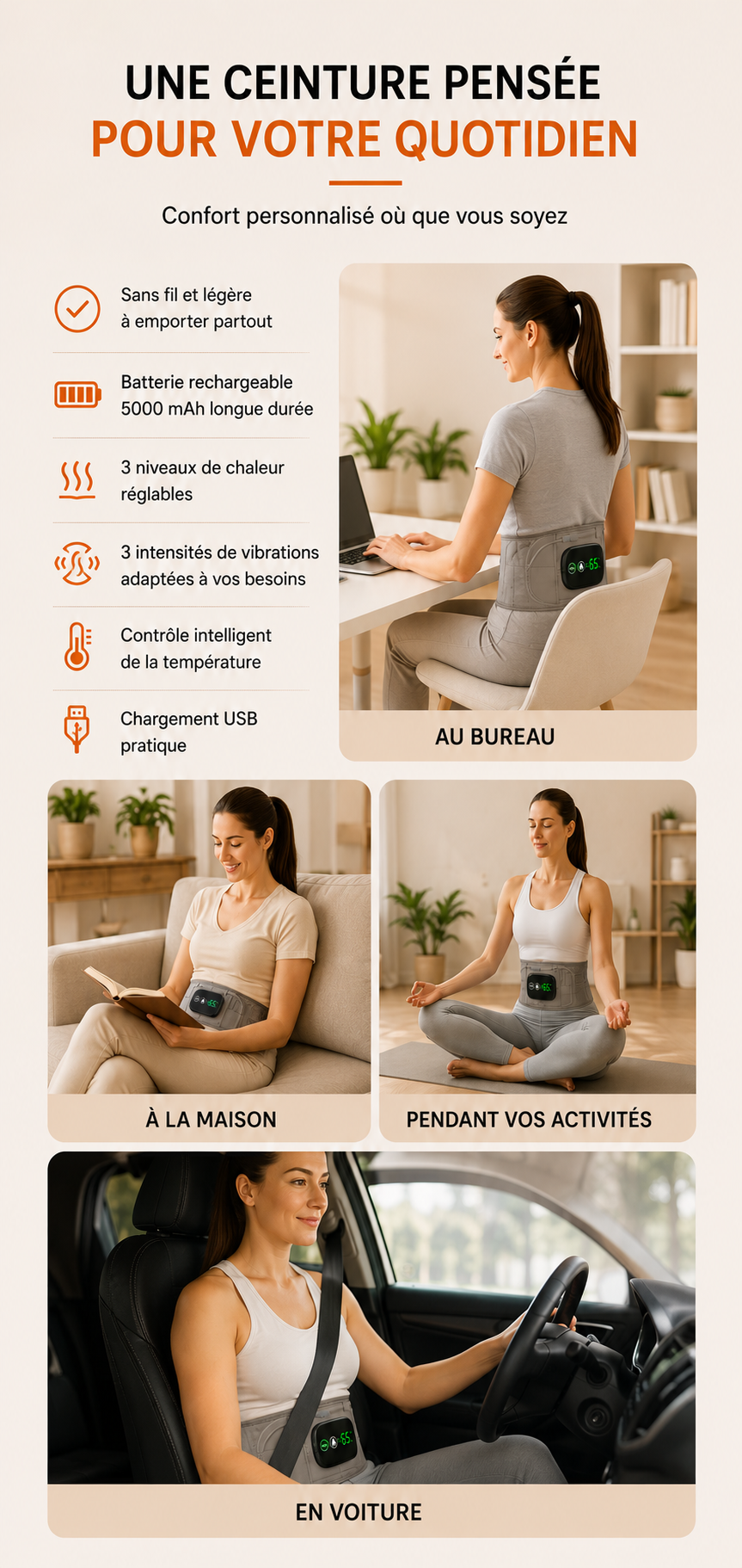 ceinture lombaire chauffante | Sans fil - InfraRelax