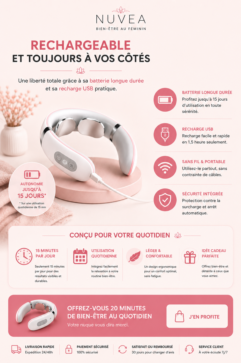 Masseur Cervical Chauffant EMS Nouvelle Génération — Nuvea™