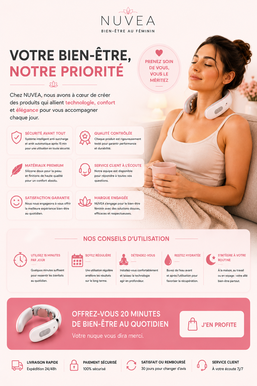 Masseur Cervical Chauffant EMS Nouvelle Génération — Nuvea™