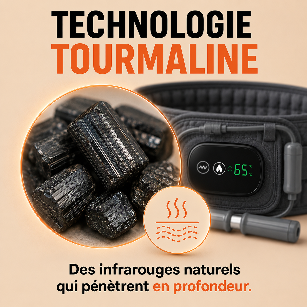ceinture lombaire chauffante technoloie tourmaline